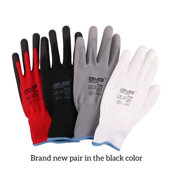 5/25 2 pairs GMG CE certified EN388 polyester PU safety mechanic gloves - Picture 2 of 8